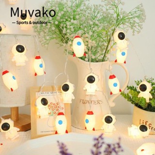 Muvako สายไฟ LED รูปจรวดนักบินอวกาศ สเตอริโอ สําหรับตกแต่งห้องนอน สวน