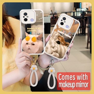 Mirror surface Heat dissipation Phone Case For Redmi 12C/Redmi 11A 4G/Xiaomi POCO C55 dustproof Little Fresh Makeup mirror