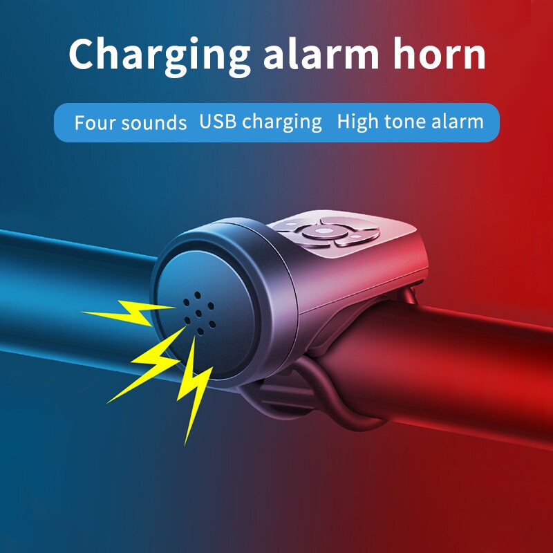 ESLNF กระดิ่งจักรยานไฟฟ้า 120dB 4 โหมด ชาร์จ USB กันน้ํา สําหรับจักรยานเสือภูเขา สัญญาณกันขโมยฮอร์น