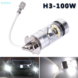 Xo94ol หลอดไฟตัดหมอก LED 100W H3 พลังงานสูง 2828 DRL 1000LM สีขาว สําหรับรถยนต์ 2 ชิ้น TH