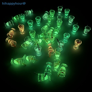 Hihappyhour ใหม่ แก้วน้ําดื่มเรซิ่น เรืองแสง ขนาดเล็ก สุ่มสี สําหรับตกแต่งภูมิทัศน์ 2 ชิ้น