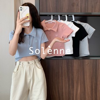 Solenne  เสื้อครอป เสื้อยืดผู้หญิง ครอป baby tee สาวเรโทร 2023 NEW Style คุณภาพสูง High quality Trendy Comfortable A99J1ZY 36Z230909