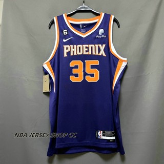 【คุณภาพสูง】ใหม่ ของแท้ NBA Phoenix Suns 2022-23 สําหรับผู้ชาย #35 เสื้อกีฬาแขนสั้น ลายทีม Kevin Durant Icon Edition สีม่วง