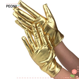 Peonypavilion ถุงมือหนังสั้น สไตล์โกธิค โกธิค สีเงิน สีทอง สําหรับปาร์ตี้ฮาโลวีน