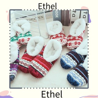 Ethel1 ถุงเท้าลําลอง ผ้ากํามะหยี่ขนนิ่ม กันลื่น ระบายอากาศ ลายคริสต์มาส แฟชั่นฤดูหนาว สําหรับห้องนอน เรือ