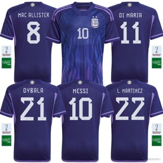 เสื้อกีฬาแขนสั้น ลายทีมชาติฟุตบอล Argentina Away HQ7 2022 2023 Allister Di Maria Martinez Dybala Messi สําหรับผู้ชาย และผู้หญิง