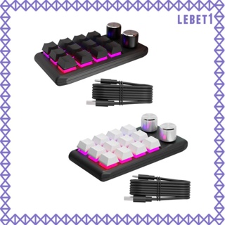 [Lebet] คีย์บอร์ด 12 คีย์ RGB กันลื่น พร้อมสาย USB พร้อมลูกบิด 2 ปุ่ม ขนาดเล็ก สําหรับเล่นเกม