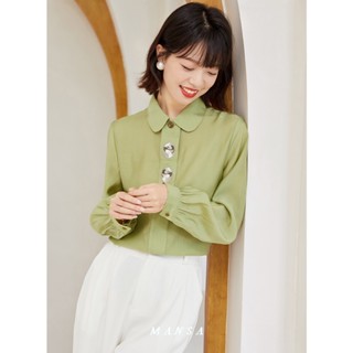 MANSA green shirt เสื้อโอเวอร์ไซส์ เสื้อเชิ้ตสีพื้น