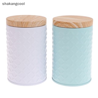 Shakangcool กล่องดีบุก ลายไม้ โลหะ สําหรับเก็บชา กาแฟ คริสต์มาส SGL