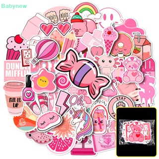 &lt;Babynew&gt; สติกเกอร์ PVC ลายการ์ตูนกราฟฟิตี้ สีชมพู กันน้ํา สําหรับติดตกแต่งแล็ปท็อป กระเป๋าเดินทาง โทรศัพท์ 50 ชิ้น