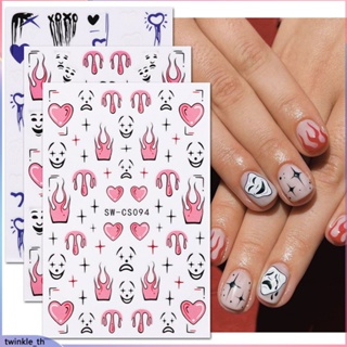 2023 สติ๊กเกอร์ติดเล็บลายฮาโลวีน Non-standard Abstract Mask Nail Art Streamer Nail Stickers (twinkle.th)