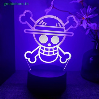 Greatshore โคมไฟตั้งโต๊ะ LED ลายการ์ตูนอนิเมะ One Piece 3D สําหรับตกแต่ง 1 ชิ้น