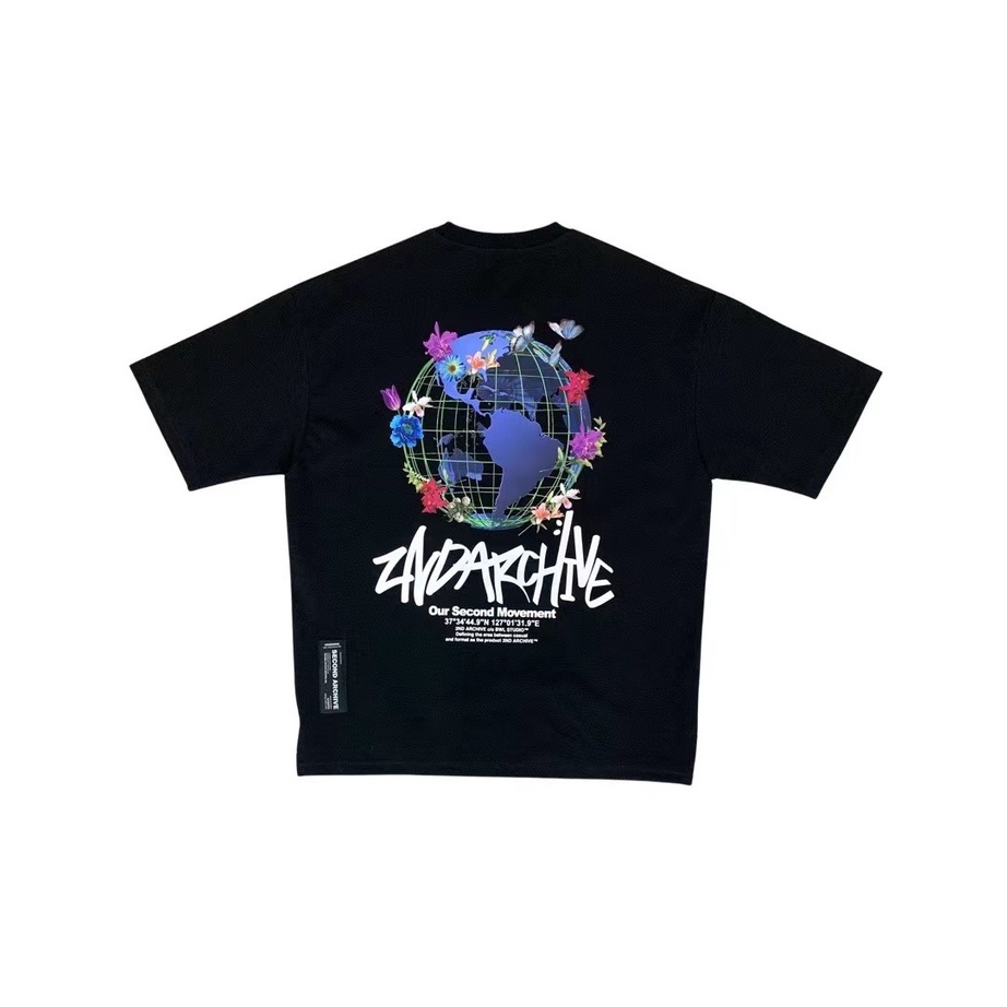 เกาหลีเกาหลี 2ND Archive Street Wear Original Planet พิมพ์เสื้อยืดแขนสั้น