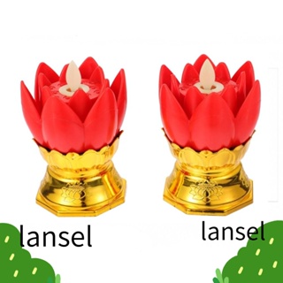 Lansel โคมไฟ LED รูปดอกบัว ใช้แบตเตอรี่ สีแดง สําหรับตกแต่งบ้าน 2 ชิ้น