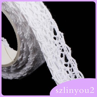 [szlinyou2] ม้วนเทปผ้าลูกไม้ถักโครเชต์ มีกาวในตัว กว้าง 15 มม. 6 เมตร