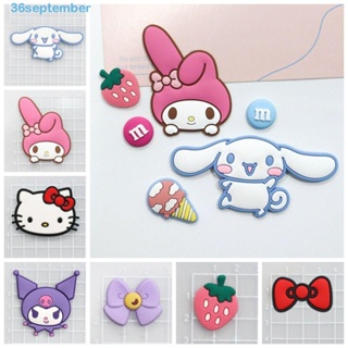 September แผ่นแพทช์ รูปตุ๊กตา Kuromi Cinnamoroll 3D สําหรับทําเครื่องประดับ พวงกุญแจ รองเท้า DIY 5 ชิ้น