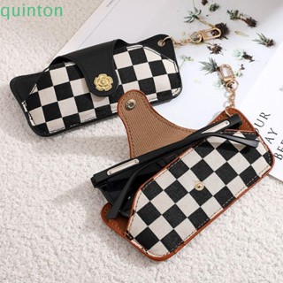 Quinton เคสแว่นตา หนัง PU ลายสก๊อต ลายดอกไม้ สไตล์เกาหลี สําหรับผู้ชาย