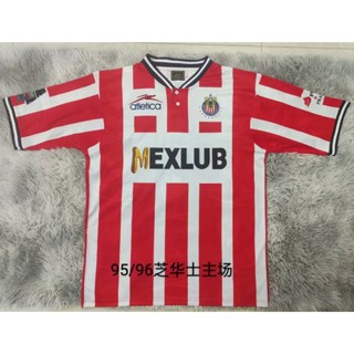 เสื้อกีฬาแขนสั้น ลายทีมชาติฟุตบอล Chivas 95-96 ทีมเหย้า สไตล์วินเทจ แห้งเร็ว ไซซ์ S - XXL สําหรับผู้ชาย