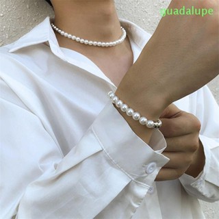 Guadalupe สร้อยคอ สร้อยข้อมือ ชุดสร้างสรรค์ สไตล์ฮิปฮอป เรียบง่าย เท่ มุกเทียม ลูกปัด ผู้ชาย ผู้หญิง ผู้ชาย ไหปลาร้า โซ่