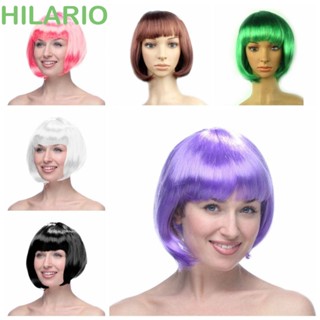 Hilario วิกผมบ๊อบสั้น ตรง ระบายอากาศ สีดํา สีชมพู เหมาะกับงานปาร์ตี้ คอสเพลย์ แฟชั่นสําหรับผู้หญิง