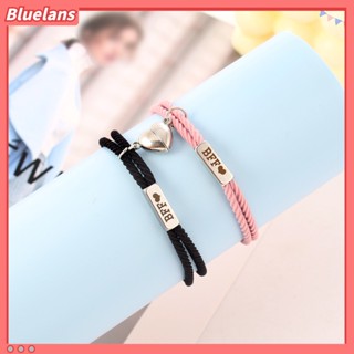 【 Bluelans 】สร้อยข้อมือเชือกถัก จี้รูปหัวใจ ตัวอักษร BFF สามารถปรับได้ เครื่องประดับแฟชั่น สําหรับผู้ชาย และผู้หญิง 1 คู่