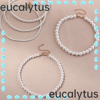 Eucalytus1 สร้อยคอโช้กเกอร์ ประดับมุกเทียม สไตล์วินเทจ เรียบง่าย ของขวัญ ปาร์ตี้ เครื่องประดับ สําหรับผู้หญิง ผู้ชาย