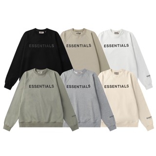 Fashion ESSENTIALS เสื้อกันหนาว แขนยาว พิมพ์ลายตัวอักษร แบบสวมหัว แฟชั่น สําหรับผู้ชาย และผู้หญิง