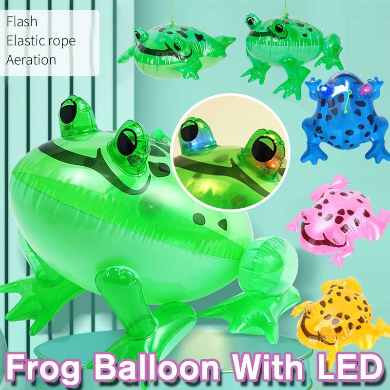 ลูกโป่งเป่าลม LED รูปการ์ตูนกบ สีชมพู สีเหลือง สีเขียว ของเล่นสําหรับเด็กวัยหัดเดิน ตกแต่งงานปาร์ตี้ เทศกาล