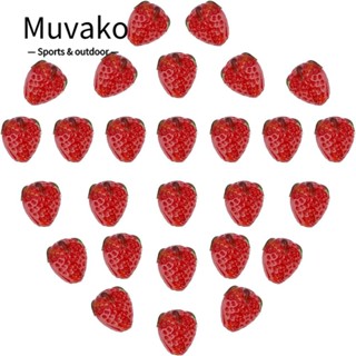 Muvako สร้อยคอ จี้ลูกปัดสตรอเบอร์รี่เทียม สีแดง สําหรับผู้หญิง 30 ชิ้น