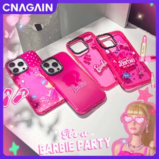 Cnagain ใหม่ เคสโทรศัพท์มือถือ ซิลิโคนนิ่ม กันกระแทก ลายบาร์บี้ สีชมพูกุหลาบ สําหรับ iPhone 14 13 12 Pro Max