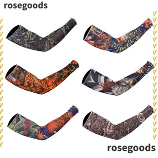 Rosegoods1 ปลอกแขน ลายดอกไม้ ป้องกันรังสียูวี ฤดูร้อน ระบายความร้อน บาสเก็ตบอล สักแขน