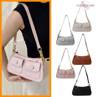 [SuperDeals888.th] กระเป๋าใส่เหรียญลําลอง สีพื้น สไตล์วินเทจ สําหรับผู้หญิง