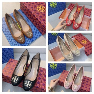 ToryBURCHCowhideMILLERรองเท้าโจ๊กเกอร์หนังวัวส้นแบนหนา5.5ซม.เข้ากับทุกชุดแฟชั่นคลาสสิกหรูหรา