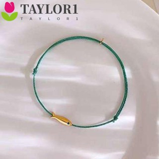 Taylor1 สร้อยข้อเท้า เชือกถัก ทองแดง ทรงเรขาคณิต สไตล์วินเทจ สีฟ้า สําหรับผู้หญิง