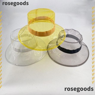 Rosegoods1 หมวกชาวประมง, หมวกบังแดด PVC เรืองแสง, หมวกปีกกว้างใส กันน้ํา กันฝน ฤดูร้อน