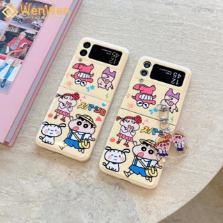 Wenwen ใหม่ เคสโทรศัพท์มือถือแฟชั่น ลายการ์ตูนชินจัง พร้อมจี้ห้อย สําหรับ Samsung Z Flip4 Z Flip3