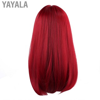 Yayala 20.5in Red Long  Wigs With Bangs Heat Resistant Fiber Women&amp;apos;s ABE