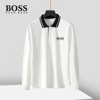 ใหม่ เสื้อโปโล แขนยาว ลาย BOSS แฟชั่นฤดูใบไม้ผลิ และฤดูใบไม้ร่วง