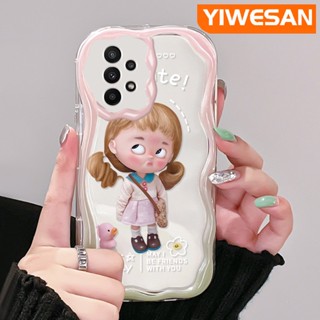 เคสโทรศัพท์มือถือ ซิลิโคนใส กันกระแทก ลายการ์ตูนเด็กผู้หญิงน่ารัก สีครีม สําหรับ Samsung galaxy A22 4G A22 5G M22 A21s A23 A24