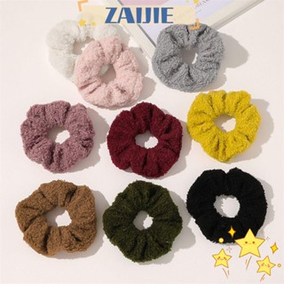 Zaijie24 ตุ๊กตาผม Scrunchies ขนปุย นุ่ม เครื่องประดับผม ผ้าโพกศีรษะ ยางรัดผม