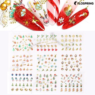 Flospring ฟอยล์ตกแต่งเล็บ ลายคริสต์มาส หลากสี 24 ชิ้น ต่อชุด