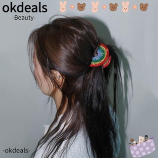 Okdeals กิ๊บติดผม รูปกรงเล็บปลาฉลาม สีรุ้ง แฟชั่นสําหรับผู้หญิง