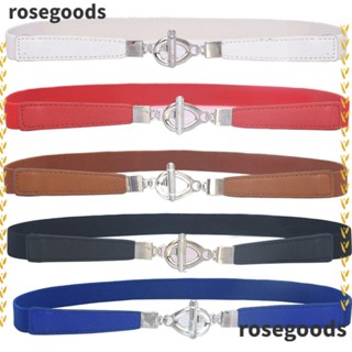 Rosegoods1 เข็มขัดยางยืด ตะขอโลหะ หัวเข็มขัดผู้หญิง เข็มขัดเอว ตกแต่งเข็มขัด