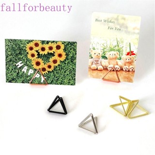 Fallforbeauty คลิปหนีบนามบัตร โลหะ ทรงสามเหลี่ยม แบบพกพา ทนทาน