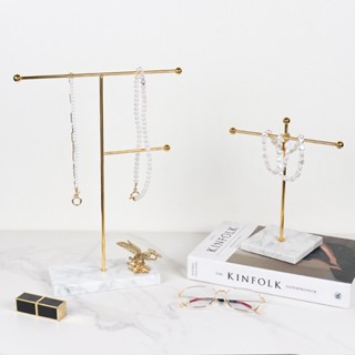 Spot second hair# ins Nordic modern simple electroplating gold marble seat home decoration soft cosmetics jewelry hanger 8.cc