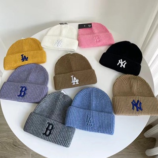 Beanie หมวกบีนนี่ NY ผ้าวูลถัก ให้ความอบอุ่น เข้ากับทุกการแต่งกาย สีแคนดี้ แฟชั่นฤดูหนาว สไตล์ศิลปินเกาหลี สําหรับผู้หญิง