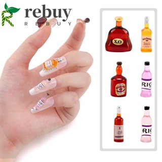 Rebuy เครื่องประดับ รูปขวดไวน์แดง หรูหรา ขนาดเล็ก สําหรับตกแต่งเล็บ DIY