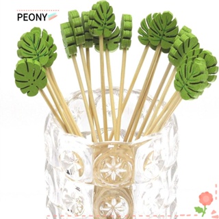 Peonypavilion ไม้เสียบไม้ไผ่ แบบใช้แล้วทิ้ง ขนาด 4 นิ้ว สีเขียว สําหรับเสียบผลไม้ บาร์บีคิว 100 ชิ้น