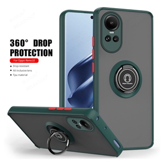 For Oppo Reno 10 9 Pro Plus 9Pro+ 10Pro+ Reno9 Reno10Pro 5G 2023 Casing Transparent Matte Phone Case Camera Protect Hard Couple Back Cover With Ring Holder