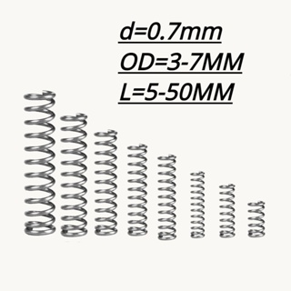【XCF】สปริงสเตนเลส D0.7 มม. SUS304 OD4 5 6 7 8 มม. ยาว 5 มม. - 50 มม.